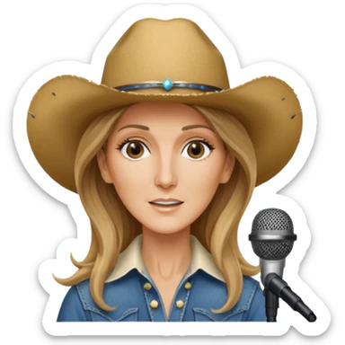 celin dion is singing with mirco and cowboy hat sticker