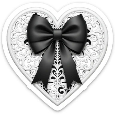 heart with a bow, goth, blackwhite sticker