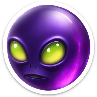 dark purple crystal ball alien inside sticker