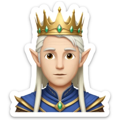 ESO male high elf warrior with white hair and crown sticker