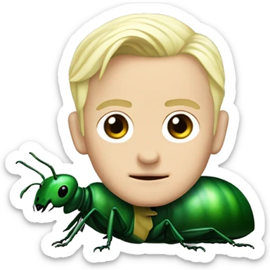 Draco Malfoy with the body of a green beetle sticker