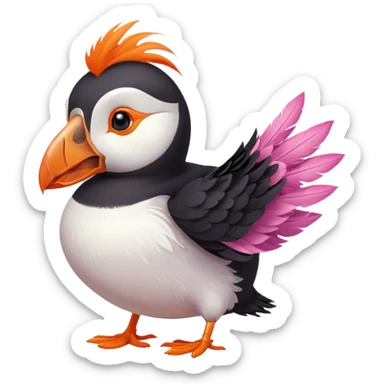 pink puffin wind gust sticker