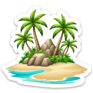 tropical island with palm trees sticker