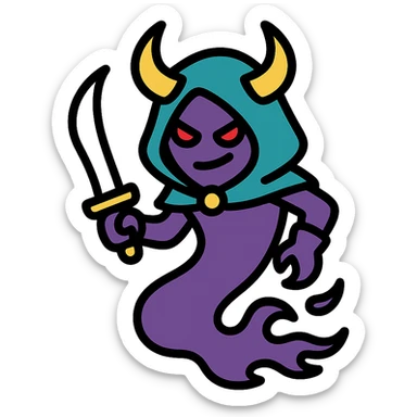 shadow demon rogue, wispy form, sinister, fantasy character, color outline icon style sticker