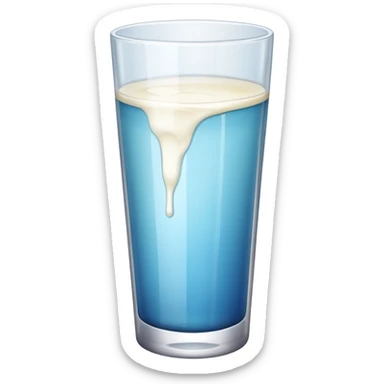 the drink is white, the glass is narrow and tall and There is only white liquid inside,photo realistic sticker
