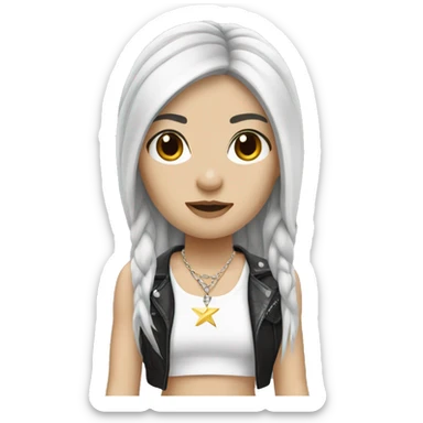 Rockstar-girl-white skin- dark mullet sticker