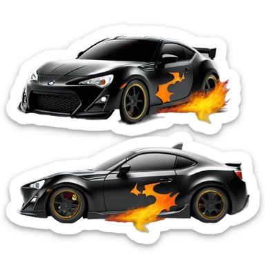 Batman themed toy with body kit Scion FR-S with hot rod flames  sticker