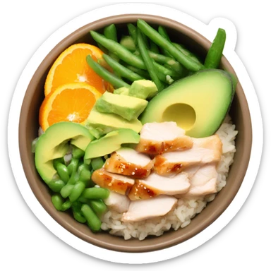 Poke bowl with chicken, avocado, orange, cucumbers and green beans sticker