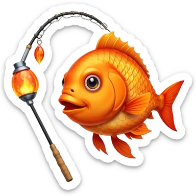 fire fishing rod fishing a fire fish sticker