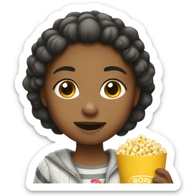 girl holding popcorn sticker