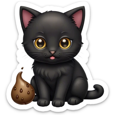 Black kitten with poo sticker
