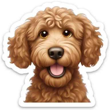 The red-haired labradoodle waves his paw like hello sticker