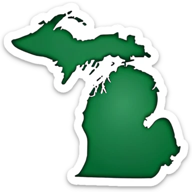 Michigan state shape with Flint location marked sticker