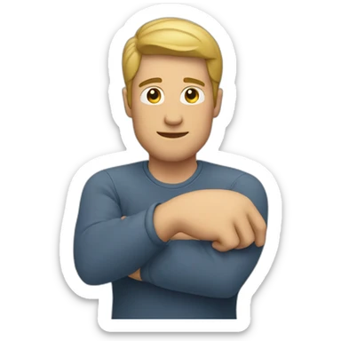 A man looking at his wrist watch sticker