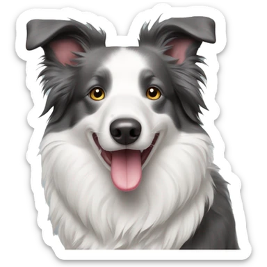 Grey border collie with the tongue out sticker
