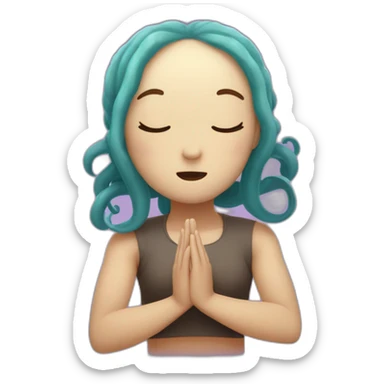 Cute kraken cute face eyes closed making yoga sticker