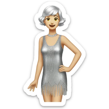 A silver sparkly flapper style dress sticker