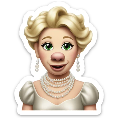 Miss Piggy wearing pearls sticker