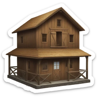 wooden farmhouse building sticker