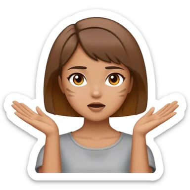 Girl with ash brown short hair wearing a shout-out outfit sticker