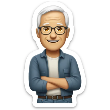 mann mit 66 jahren mit lachfalten sticker