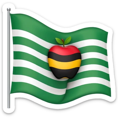 waving flag of Extremadura, Spain, apple emoji style, three horizontal stripes green white black, no coat of arms sticker
