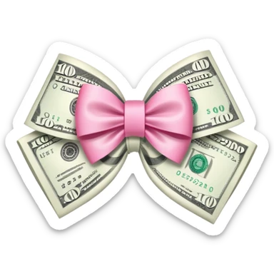 Hundred dollars with a pink bow around it  sticker