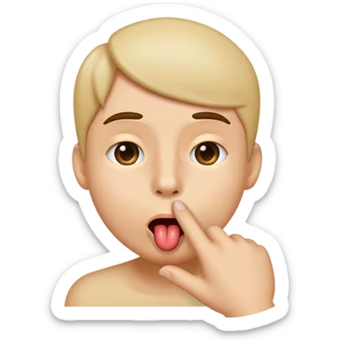 Generate an emoji of someone's tongue touching the tip of their nose sticker