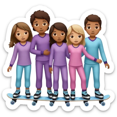 skating rink sleepover with teen boys & girls skin color brown and tan sticker