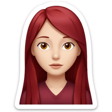long straight dark red hair sticker