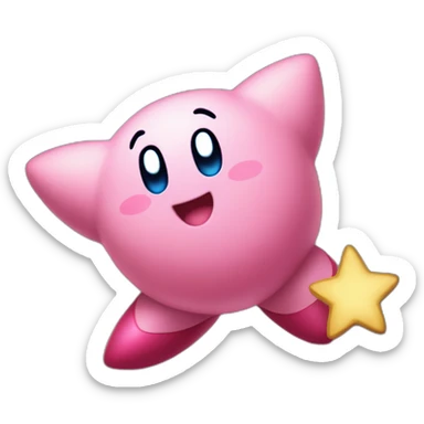 cute happy Kirby jumping on a star sticker