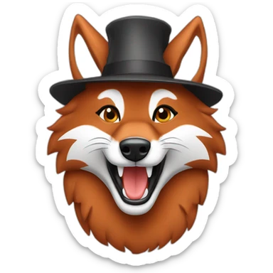 smiling red wolf birthday hat sticker