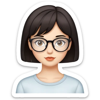 A pretty girl with short dark hair not black but not totally brown wearing glasses  sticker