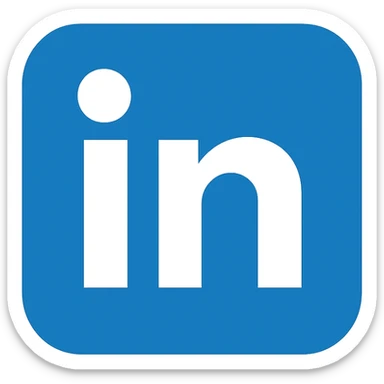 LinkedIn icon in a modern professional style, blue and white color scheme, simple and recognizable, suitable for digital use sticker