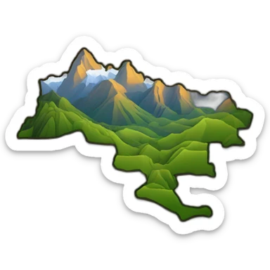 Colombia outline country with 3D effect of mountains and rivers sticker