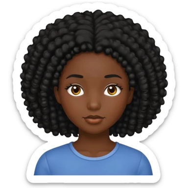 tạo cho tôi cô gái da đen tóc đen hơi xù nhẹ sticker