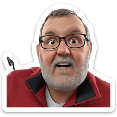 man in red jacket portrait sticker