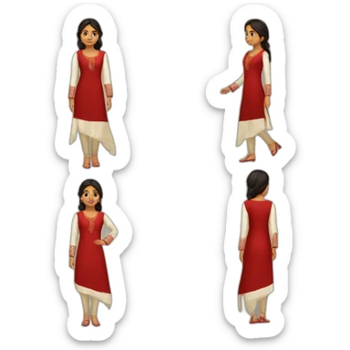 indian girl wearing full sleeve blood red kurti sticker