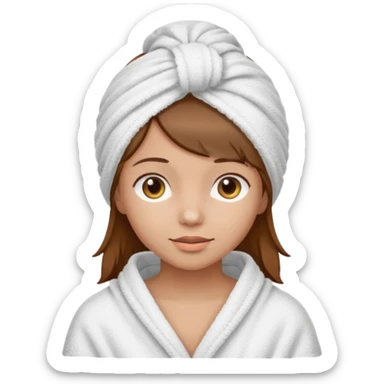 Chica de pelo castaño con una toalla de baño en la cabeza sticker