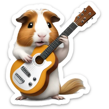 Guinea pig playing guitar  sticker