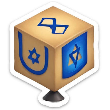 Jewish dreidel a cubed four-sided spinning top with a point on the bottom, played during the Jewish holiday of Hanukkah sticker