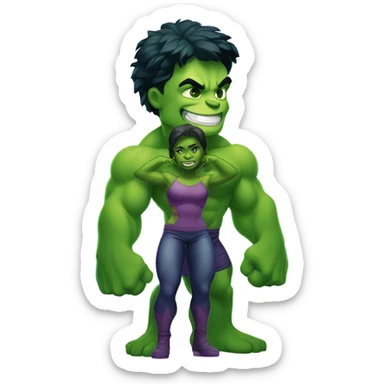 Mini cute Hulk with she hulk sticker