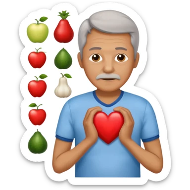 una imagen de un abuelo de 63 años con una enfermedad cardiovascular pero puedes poner al rededor habitos saludables PERO QUE SUFRA DE ENFERMEDAD CARDIOVASCULAR Y QUE NO SE VEA TAN FELIZZ sticker