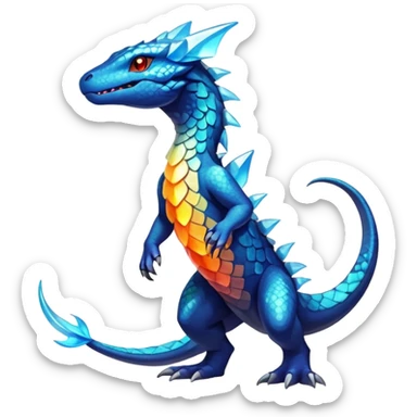 Colorful Shiny Exotic Amaura-Salandit-Aurorus-Fakémon-hybrid-creature (full body)  sticker