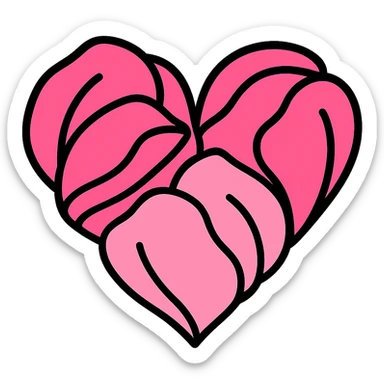 heart made of pink rose petals, delicate and romantic, icon style sticker