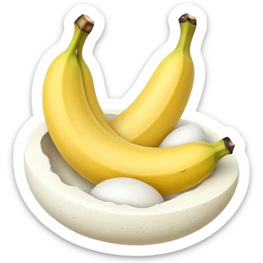 A banana standing between two eggs sticker