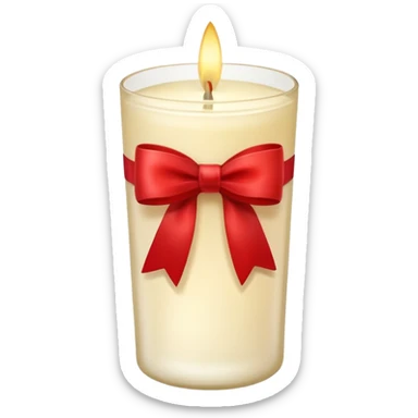 Soft vanilla long glass candle, with little red bow sticker