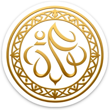 Golden circle with repeating pattern and central vertical band. Include "Allahu Akbar" in Arabic script next to it.
 sticker