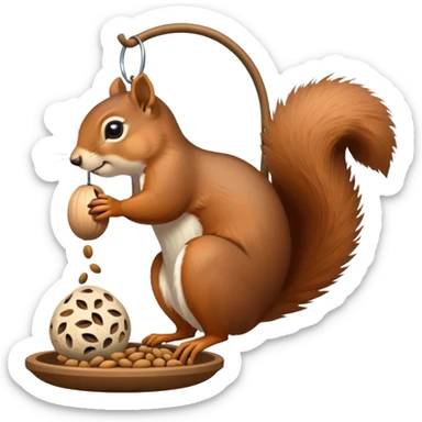 Squirrel on bird feeder  sticker