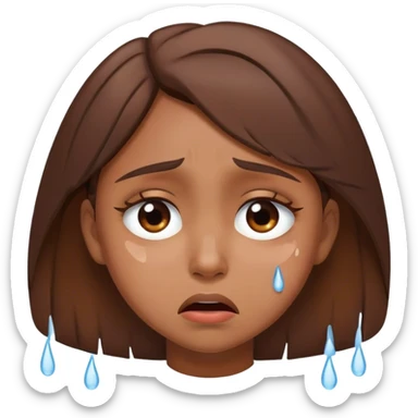 Brown girl brown hair crying  sticker
